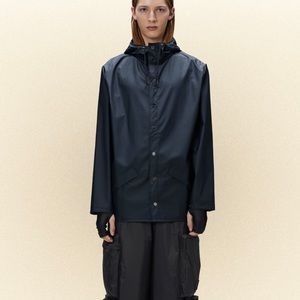 RAINS Button Down Hooded Rain Jacket Sz M/L (Unisex)